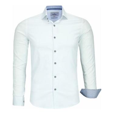 Imagem de Camisa Social Masculina Algodão Elastano Amil Formal 1808, Branco, 3