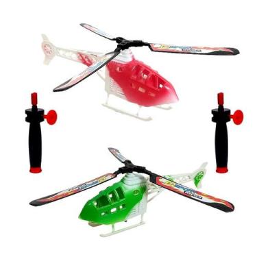 Imagem de Kit 2 Helicópteros Brinquedo Infantil a Corda Voa de Verdade - Toy Kin
