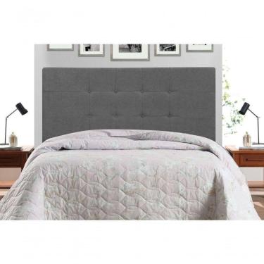 Imagem de Cabeceira Maveric Estofada Com Botão De Tecido Para Cama Box Casal Queen Size 164cm Chumbo