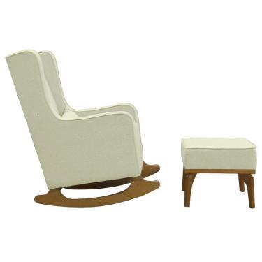 Imagem de Poltrona De Amamentação Aquila Retro Com Puff Élpis Móveis Veludo Bege