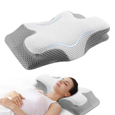 Imagem de Travesseiro Cervical, Travesseiro Ortopedico, Almofada de Pescoço,Espuma de Memória, Ergonomico de Suporte de Pescoço para Dormir, Costas e Estômago