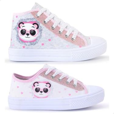 Imagem de Kit 2 Tênis Feminino Infantil Panda Botinha E Cano Curto - LUKYS CALÇA