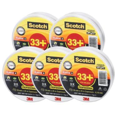 Imagem de Kit com 5 Fitas Isolante Scotch 33+ 19mm X 20m Preto 3M