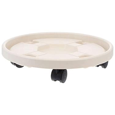 Imagem de 1 Unidade Palete Móvel Grosso Bandeja De Plantas Motor De Vaso De Flores Redondo Porta Vaso Carrinho De Motor De Vaso De Flores Pires De Vaso Roda Universal Plástico Branco Furgão