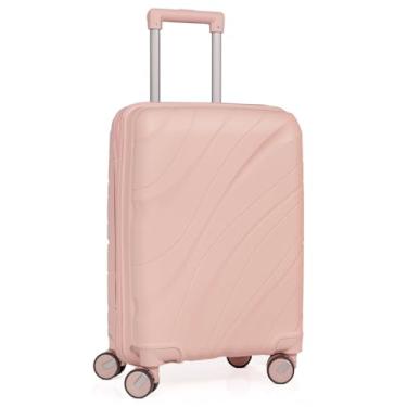 Imagem de Mala De Bordo 10Kg Medidas 55x35x25cm Padrão Anac Mala De Viagem Pequena De Mão 4 Rodas Duplas 360° Material Polipropileno Cadeado Antifurto Rígida Leve Lisa Carry-On (ROSA CLARO, PEQUENA)