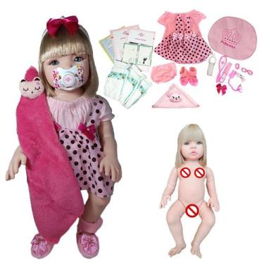 Imagem de Bebe Reborn Silicone Menina Pode Dar Banho + Bolsa + Pelúcia - Mamãe R