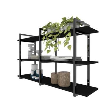 Imagem de Prateleira industrial sala estar estante nicho parede mdf suspensa pra