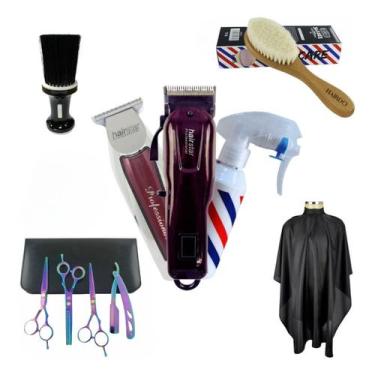 Imagem de Kit Barbeiro Completo Kit Tesouras Máquinas Capa Borrifador - Obopekal