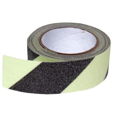 Imagem de Fita Antiderrapante Fluorescente 5 Metros Adesiva Brilha No Escuro Escada Chao Degraus Meio Fio Evita Acidentes