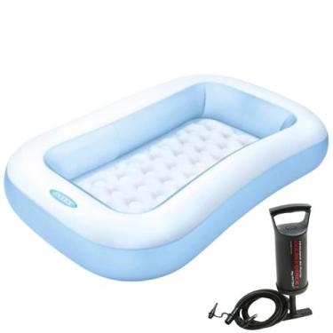 Imagem de Piscina infantil retangular 90l intex resistente + bomba, Azul