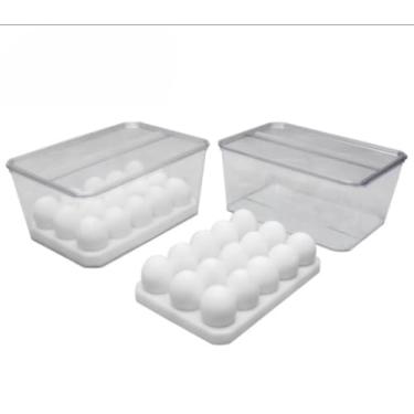 Imagem de Organizador de Ovos para Geladeira com Tampa, 30 Ovos, 26x18x18cm, Bandeja em Acrílico Transparente