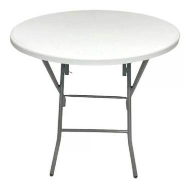 Imagem de Mesa Dobrável Redonda 80cm Para Restaurante, Bar, Camping, Eventos - L