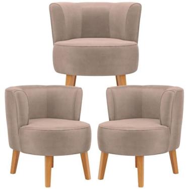 Imagem de Jogo 3 Cadeiras para Sala de Espera Aconchegante Tecido Veludo Ergonôm