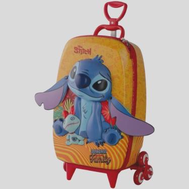 Imagem de Mochila infantil rodinha tripla 3D Stitch Tropical Laranja Diplomata