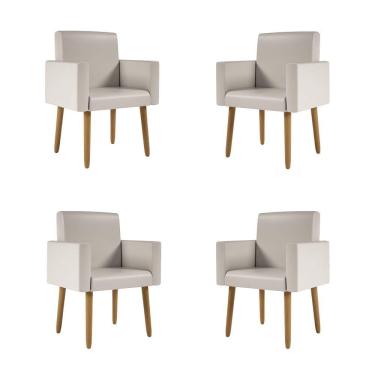 Imagem de Kit 4 Poltronas Nina Decorativa Recepção Sala Oferta Courino Cor: courino Bege