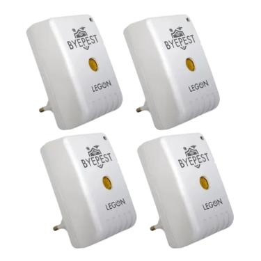 Imagem de Kit 4 Repelente Eletrônico Ultrassônico Byepest Espanta Ratos Morcegos e Roedores Cobertura 200m² Sem Cheiro e Química