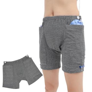 Imagem de WEEOATAR Calça para cuidados com incontinência, calça de cateter de drenagem urinária, roupa íntima com bolsa de urina com bolsos duplos para nefrostomia, cateteres suprapúbicos e biliares (feminino