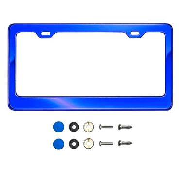 Imagem de Moldura de placa de licença de aço inoxidável T304 – Acabamento polido espelhado 8K, resistente à ferrugem, design fino, ajuste universal, inclui tampas de parafuso, arruelas e parafusos de aço