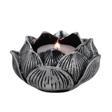 Imagem de Incensário Vareta E Castiçal Vela Rechaud Flor de Lótus Decoração Meditação e Relaxamento enfeite de Resina