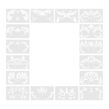 Imagem de UGPLM 16pcs Face Paint Stencils Modelos de pintura de rosto, fáceis de usar estênceis de pintura facial reutilizáveis ​​para desempenho