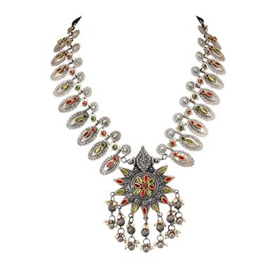 Imagem de Jwellmart Gargantilha gargantilha cigana retrô retrô tribal afegã de metal oxidado, joia étnica indiana tradicional de Bollywood para mulheres, Large, Zinco, Sem Pedra Preciosa