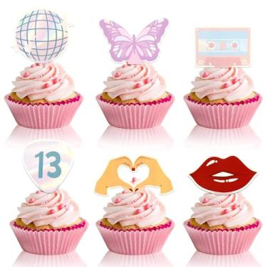 Imagem de MEMOVAN Eras Party Cupcake Topper 24PCS Concert Party Cake Decoration I'm the Birthday Girl It's Me Cake Topper Super Star Birthday Cake Decor for Bachelorette Fans Celebration Guitar Bridesmaid Party