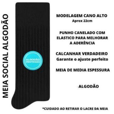 Imagem de Meia Selene Masculina Algodão Penteado Conforto e Qualidade 8006, Pret