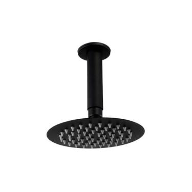 Imagem de Ducha Inox 304 Black 15 cm Redonda de Teto com Braço 10 cm - AMG Metai