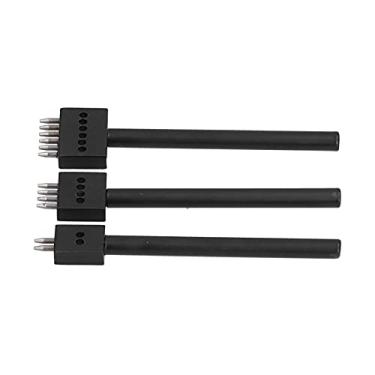 Imagem de Perfurador de Costura de Couro, Ferramentas de Trabalho de Couro Perfurador de Cinto para Couro 3 Peças Ferramenta Perfurada de Couro Dente Preto Laço de Couro Perfuradores de