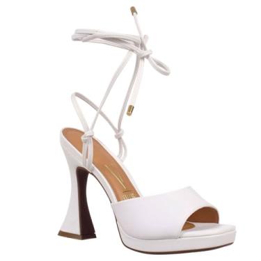 Imagem de Sandália Vizzano Salto Alto Com Amarração Feminina Cor:Branco;Tamanho:33
