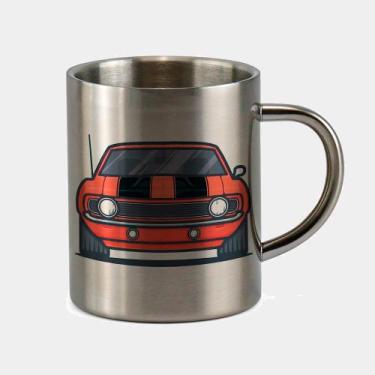 Imagem de Caneca de Inox Premium Prateada 400ml MUSCLE CAR DESENHO VERMELHO - Cr