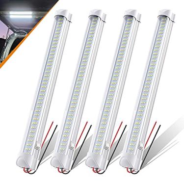 Imagem de CZC AUTO Faixa de luz de LED 12V/24V barra de luz LED de 13" com interruptor liga/desliga 108 LEDs para camionete, trailer, caminhão, trailer, caminhão, trailer, acampamento, 4 unidades