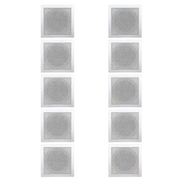 Imagem de  Kit 10 Base Arandela de Teto Quadrada Plastico Fiamon Para Alto Falante 6" Gesso