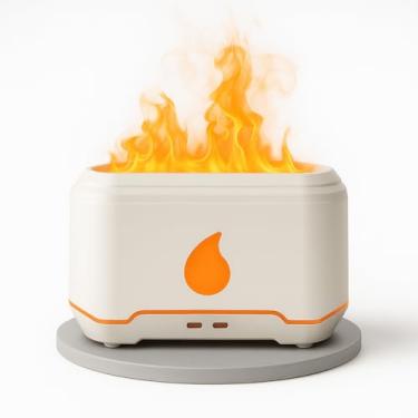 Imagem de Umidificador De Ar Chama De Fogo LED 200ml Difusor Decorativo de Aromas Aromaterapia Purificador Silencioso USB
