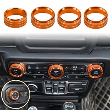 Imagem de Voodonala Consoles centrais de farol de ar condicionado, acabamento da tampa do botão para Jeep Wrangler JL JLU Gladiator JT 4xe acessórios interiores laranja liga de alumínio 4 peças