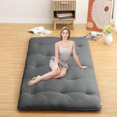 Imagem de ROYGROW Colchão De Chão Japonês Tamanho Solteiro, Futon 99 Cm X 203 Cm, Colchonete Dobrável, Tatame Para Crianças, Camping, Trailer, Viagem, Dormitório, Apartamento, Cinza Escuro