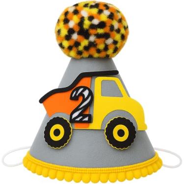 Imagem de LetDec Construction 2nd Birthday Hat - Dump Truck 2nd Birthday Party Crown, Photo Props for Excavator Crane Digger Boys Two Years Old Decorations