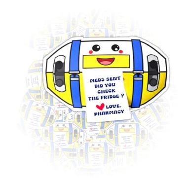 Imagem de 3 peças de adesivos meds sent did you check the geladeira presentes engraçados farmácia citação adesivos design de entrega de medicamentos para hospitais farmacêuticos e enfermeiros decalque de carro