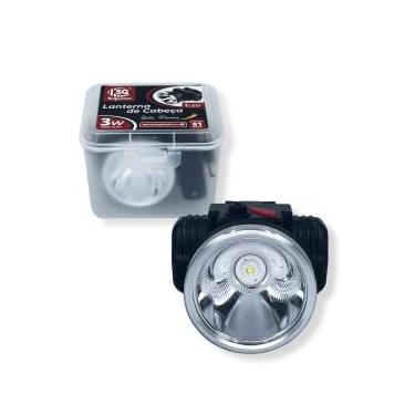 Imagem de Lanterna de Cabeça SQ LED Recarregável, 3W, Bateria 1200mAh, 2 Estágios de Luz, Preto com Inox