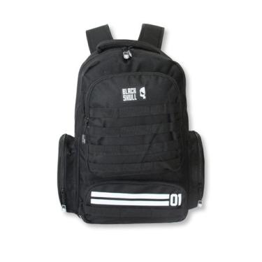 Imagem de Mochila Black Skull Bolsa Masculina Resistente Reforçada - Clio, PRETO