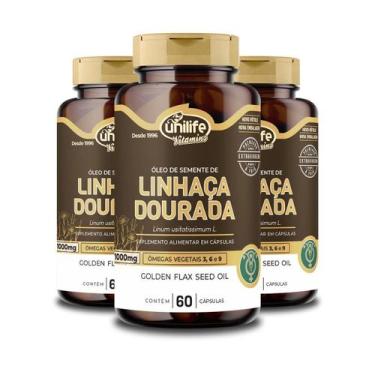Imagem de Kit3 Óleo De Semente De Linhaça Dourada 1000 Unilife 60 Caps