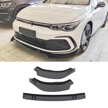 Imagem de Lábio do para-choque dianteiro do carro compatível com 8ª geração Golf R-Line 2021 divisor dianteiro difusor spoiler body kit acessórios para carro (preto fosco)