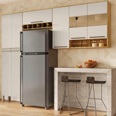 Imagem de Cozinha Compacta Nápoli Prime 3 Peças 8 Portas Armário Paneleiro Aéreo Geladeira Aéreo Triplo 100% Mdf