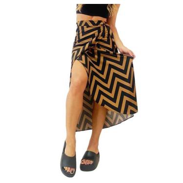 Imagem de Saia Envelope Onça - Animal Print Forro Interno Não fica Transparente/