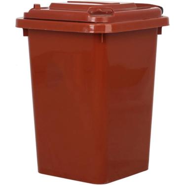 Imagem de Latas Lixo Para Áreas Externas Com Tampa Lata Lixo Comercial Plástico Grande Capacidade Lata Lixo Cilíndrica Longa Para Classificação Ao Ar Livre Lixeira 4 Cores(Brown,100L)