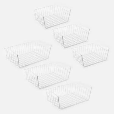 Imagem de GENIYA Cesta embaixo da prateleira, prateleiras de armazenamento adicionais, organizador de cestas deslizantes para despensa de cozinha, estante de mesa, armário e drobe. (branco, misto)