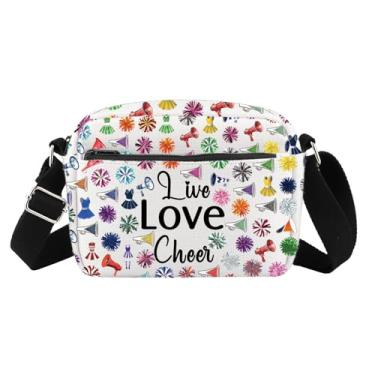 Imagem de Bolsa tiracolo Cheerleader Gifts Live Love Cheer Cheer Gifts for Team Cheerleading Shoulder Purse com alça ajustável, Cheer H-bag, Tendência