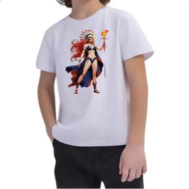 Imagem de Camiseta Infantil Guerreira indigena xama - Alearts, 6
