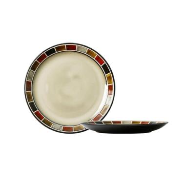 Imagem de Estilo americano casa minimalista forno transformação personalidade criativa grade vermelha placa profunda de cerâmica - grade vermelha placa pequena de 21,6 cm