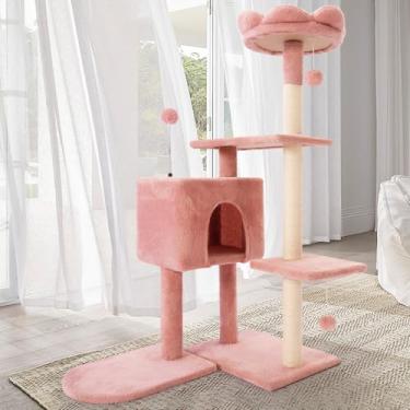 Imagem de Torre de árvore de gato de 104 cm com poste para arranhar, árvores altas para gatos em ambientes internos, adultos grandes, casas, móveis aconchegantes para gatos e condomínios com poleiro superior